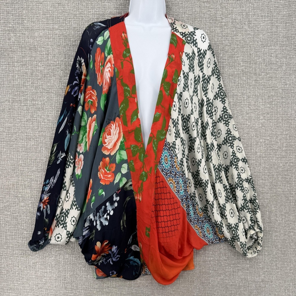 Anthropologie Dylan Floral Cocoon Kimono Bohemian Paisley Mix Printed OS Floral